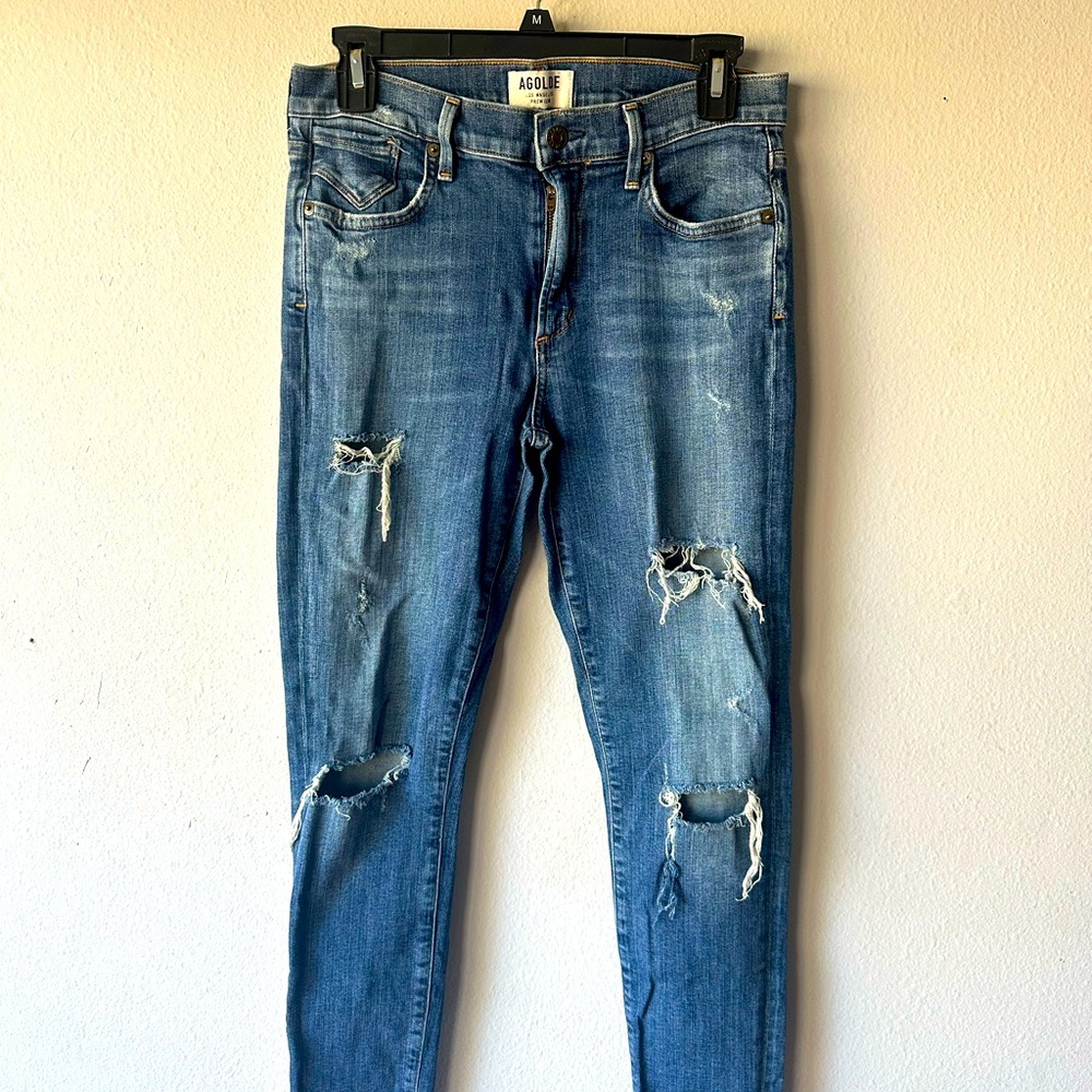 Agolde Blue Skinny Distressed Jeans